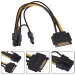 Câble SATA 15 Pin Male Vers 8 (6 +2)Pin Male PCIE - Noir/Jaune
