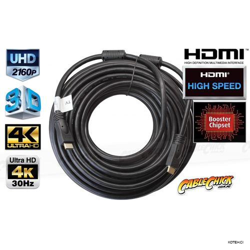 Câble HDMI 30m Ultra HD-Noir - KOTECH