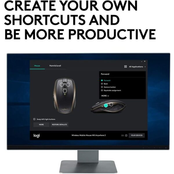 Logitech Souris Sans Fil Logitech MX Anywhere 2 - Bluetooth - USB - Laser Toute Surface – Image 2