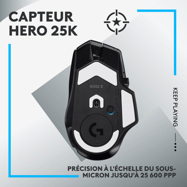 Logitech G G502X Lightspeed Noir  Souris Gamer sans Fil – Image 2