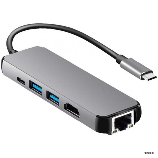 NOVOO Hub USB C HDMI, USB-C vers HDMI 4K, Lecteur de Carte SD & Micro SD, 2  x USB 3.0, Adaptateur USB C en Aluminium