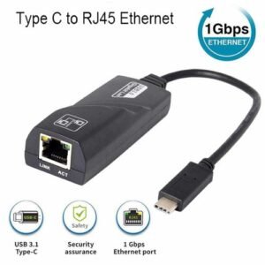 Adaptateur Usb TYPE-C Vers LAN RJ45 Gigabit - Noir