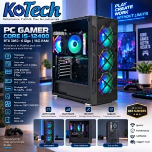 Gamer Core I5-12400 / RTX 3050 - 6Giga / 16G ram