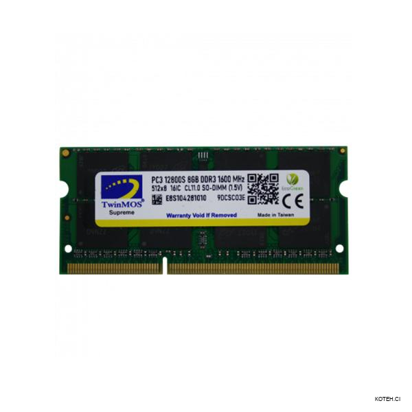 Barette Memoire Ram DDR3 8GB Bureau Twinmows 12800 MHz- Noir - KOTECH