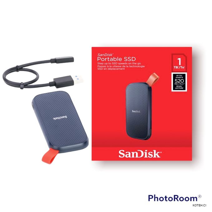 SanDisk 1 To Portable SSD, Disque SSD externe, USB 3.2 Gén. 2, jusqu'à 520  Mo/s : : Informatique