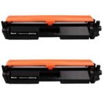 Lot De 2 Cartouches Compatibles 17A Laserjet - CF217A - 1600 Pages - Noir - 2 Pièces