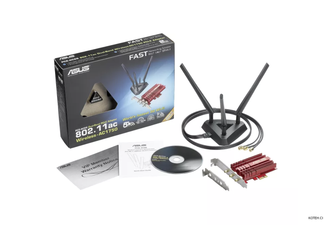 ASUS PCE-AC68 - Carte Réseau Pci Express Wi-fi Gaming Ac 1900 Mbps Double  Bande Noir : : Informatique
