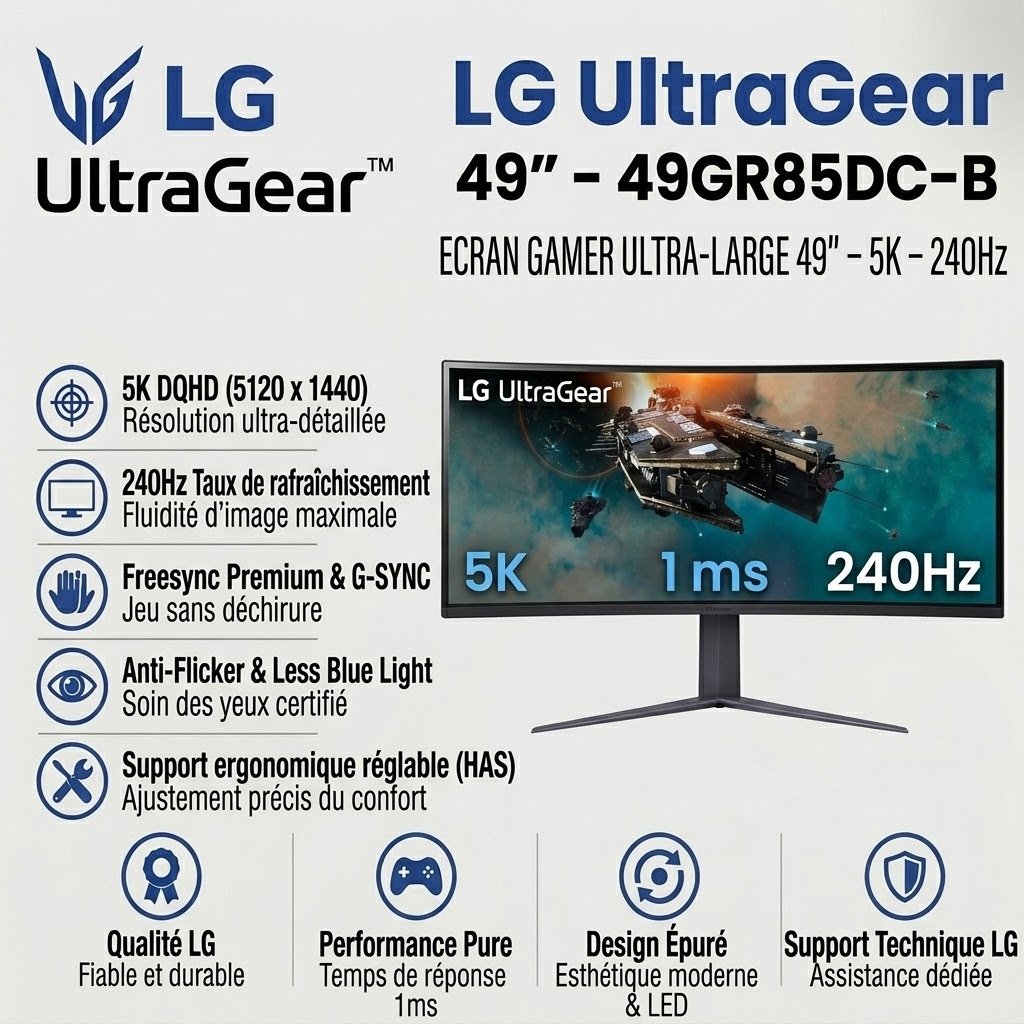 ECRAN GAMER LG 49" LED - 49GR85DC-B - 5K - 240hz