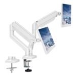 Support Double Ecrans -Robot -Pivotant - Blanc