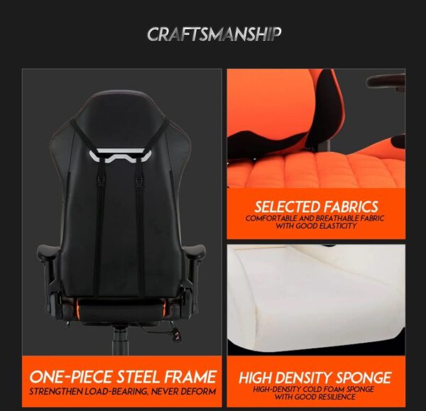 Gaming Chaise MEETION MT-CHR25 Esports Gaming Massage Orange - noir – Image 2