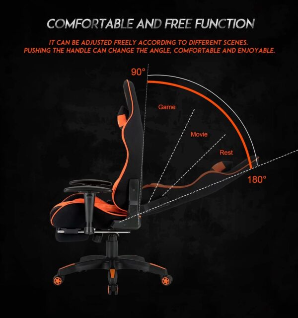 Gaming Chaise MEETION MT-CHR25 Esports Gaming Massage Orange - noir – Image 3