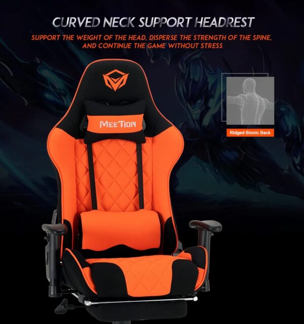 Gaming Chaise MEETION MT-CHR25 Esports Gaming Massage Orange - noir – Image 7