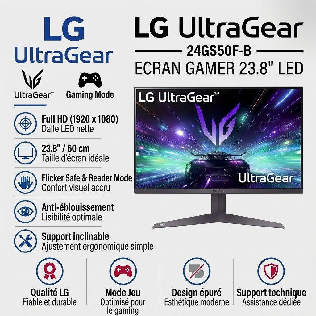 ECRAN GAMER LG 23.8" LED - UltraGear 24GS50F-B
