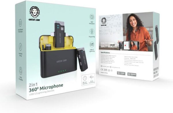 Microphone 2 en 1 Green Lion 360° USB-C Lightning - Noir – Image 3