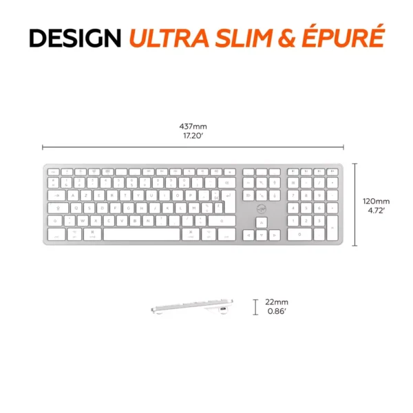 Clavier français AZERTY sans fil pour Mac – blanc et argenté – Image 4