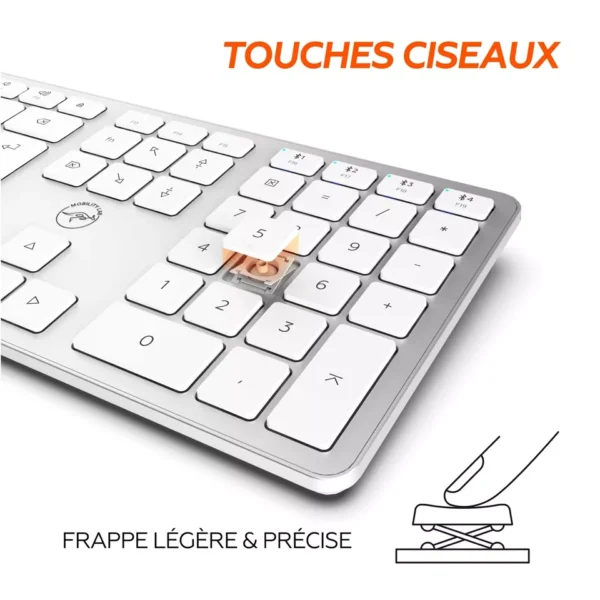 Clavier français AZERTY sans fil pour Mac – blanc et argenté – Image 5