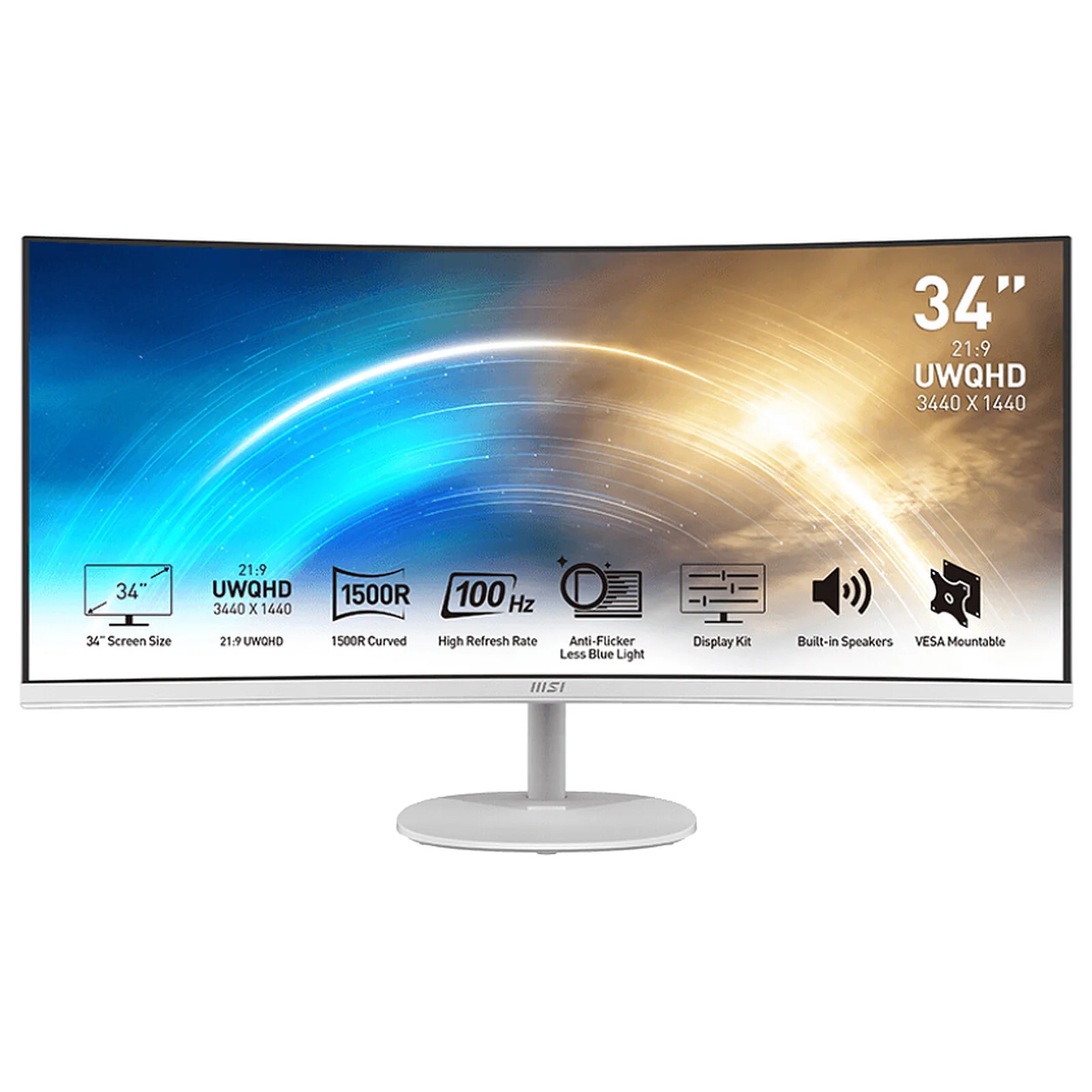 ECRAN MSI 34" LED - PRO MP341CQW-UltraWide WQHD - 3440 x 1440 pixels - 1 ms