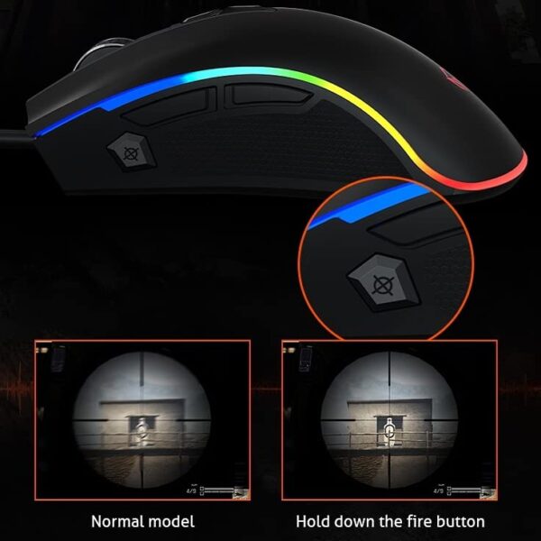 Souris de jeu filaire rétroéclairée par LED RVB Meetion MT-G3330 noire, 8+1  8 000 DPI, – Image 8
