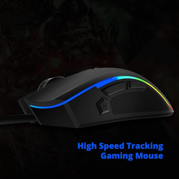 Souris de jeu filaire rétroéclairée par LED RVB Meetion MT-G3330 noire, 8+1  8 000 DPI, – Image 9
