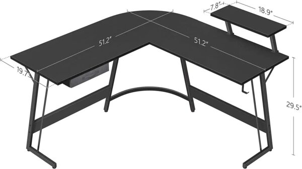 Table Gameur  Bureau d'angle  - 130 * 130 cm Table en Forme L – Image 7