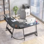Table Gameur  Bureau d'angle  - 130 * 130 cm Table en Forme L - Noir