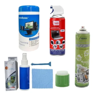 Kit complet de nettoyage ordinateurs portable & bureau - bombe à air - bombe à mousse - pinceau - brosse - microfibre - lingettes - air sec - air comprimée - informatique & éléctroménager
