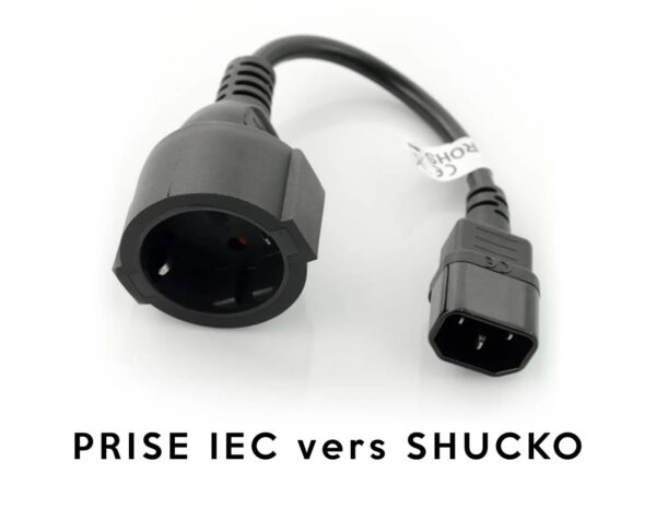 Câble d'alimentation IEC - Schuko (FR) pour onduleur 20 cm - noir - Prise française - UPS APC