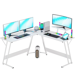 Table Gamer  Bureau d'angle  - 130 * 80 *74 cm Table en Forme L - Blanc