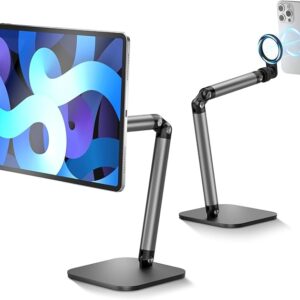Support De Téléphone & Tablette avec design magnétique rotatif à 360°, hauteur et angle réglables.