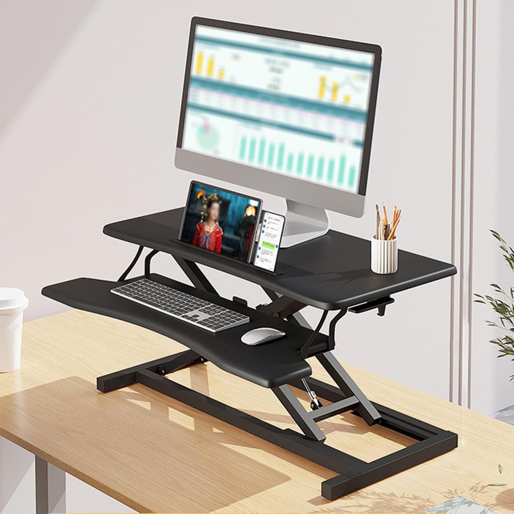 Deskpro Table Bureau Debout Ergonomique En Hauteur t Plate-forme de Travail- noir – Image 2