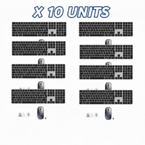 Combo Clavier Souris Sans Fil Bluetooth & USB – Clavier Numérique – Pack 10 pièces