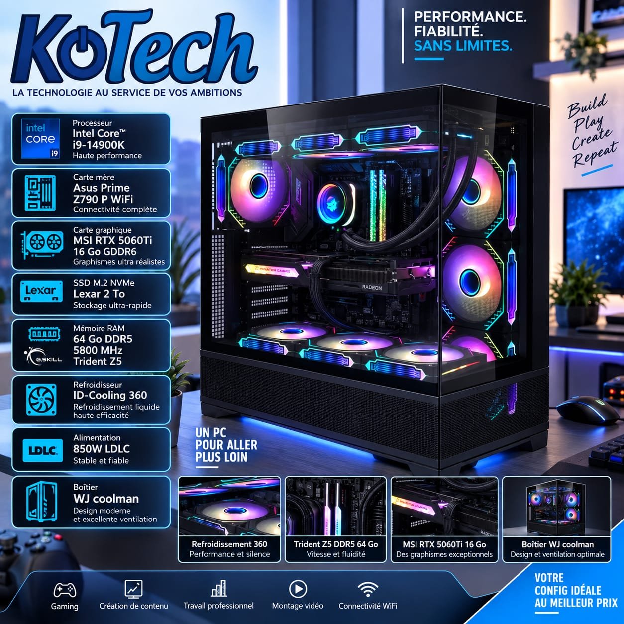 Gamer core i9-14900K / RTX 5060Ti - 16 Giga / 64 Giga DDR5