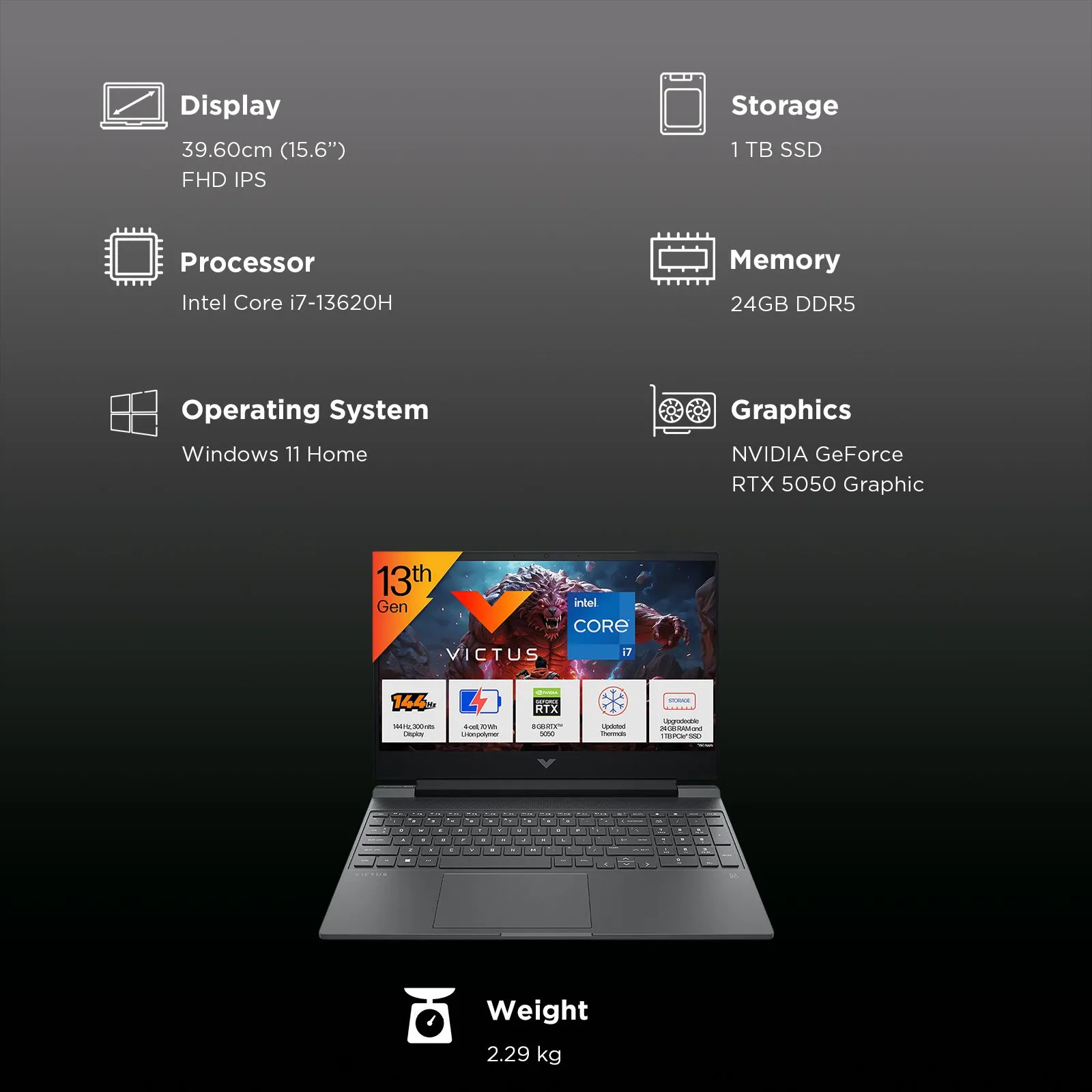 PC GAMEUR HP Victus Core i7-13620H 15-fa2309TX -1TB SSD-24GB RAM- Full HD 15,6 pouces 144 Hz – Image 4