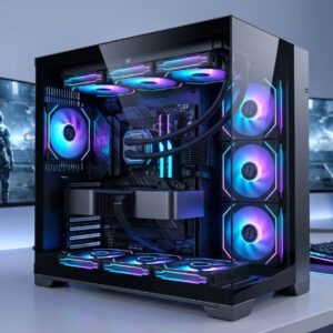 Boitier Gaming WJCOOLMAN Black 35 Noir Gameur PC Case 7 Fans