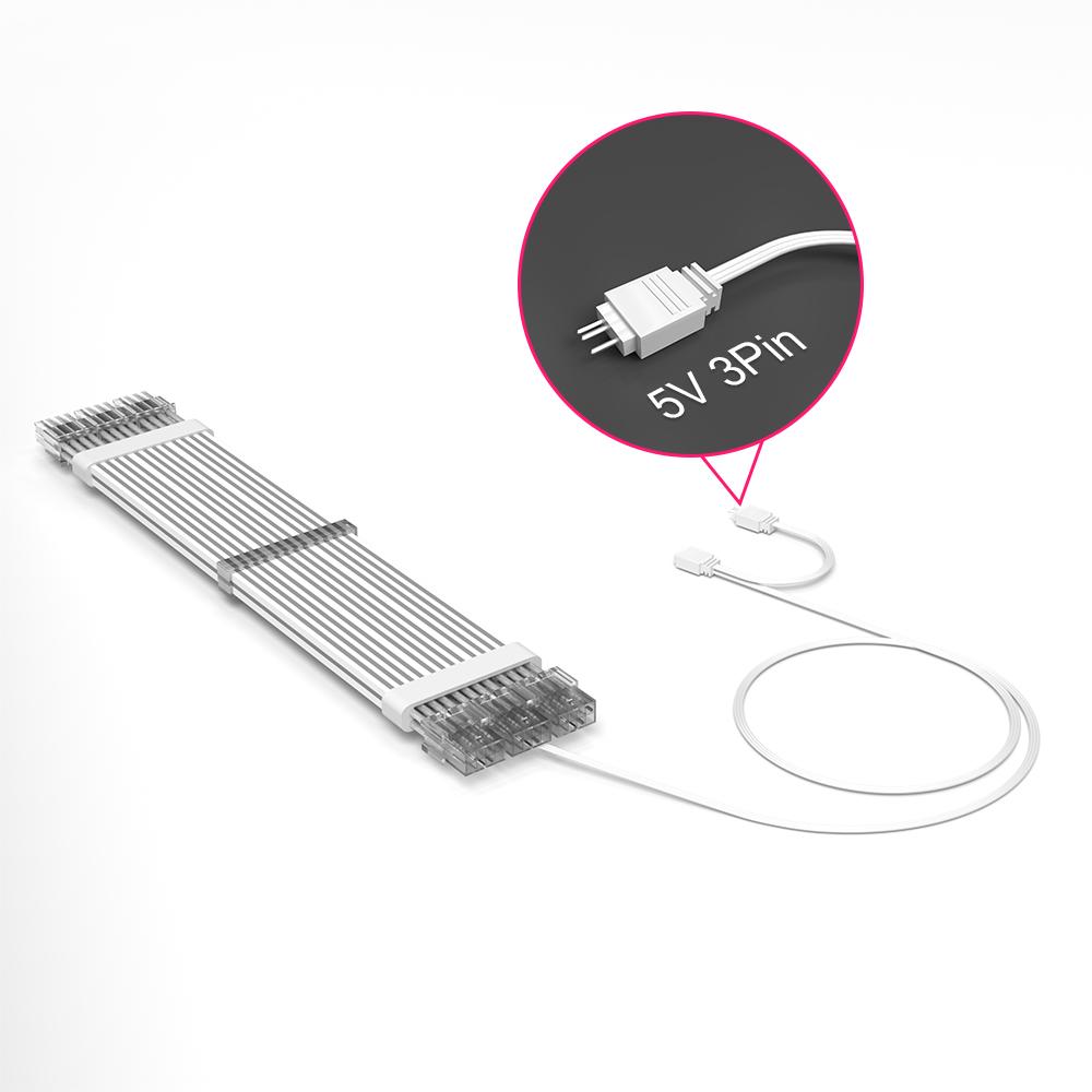 Câble d'extension ARGB 24 broches WJCOOLMAN 3 broches 5 V, silicone/TPE (flexible), cuivre 18 AWG – Image 2