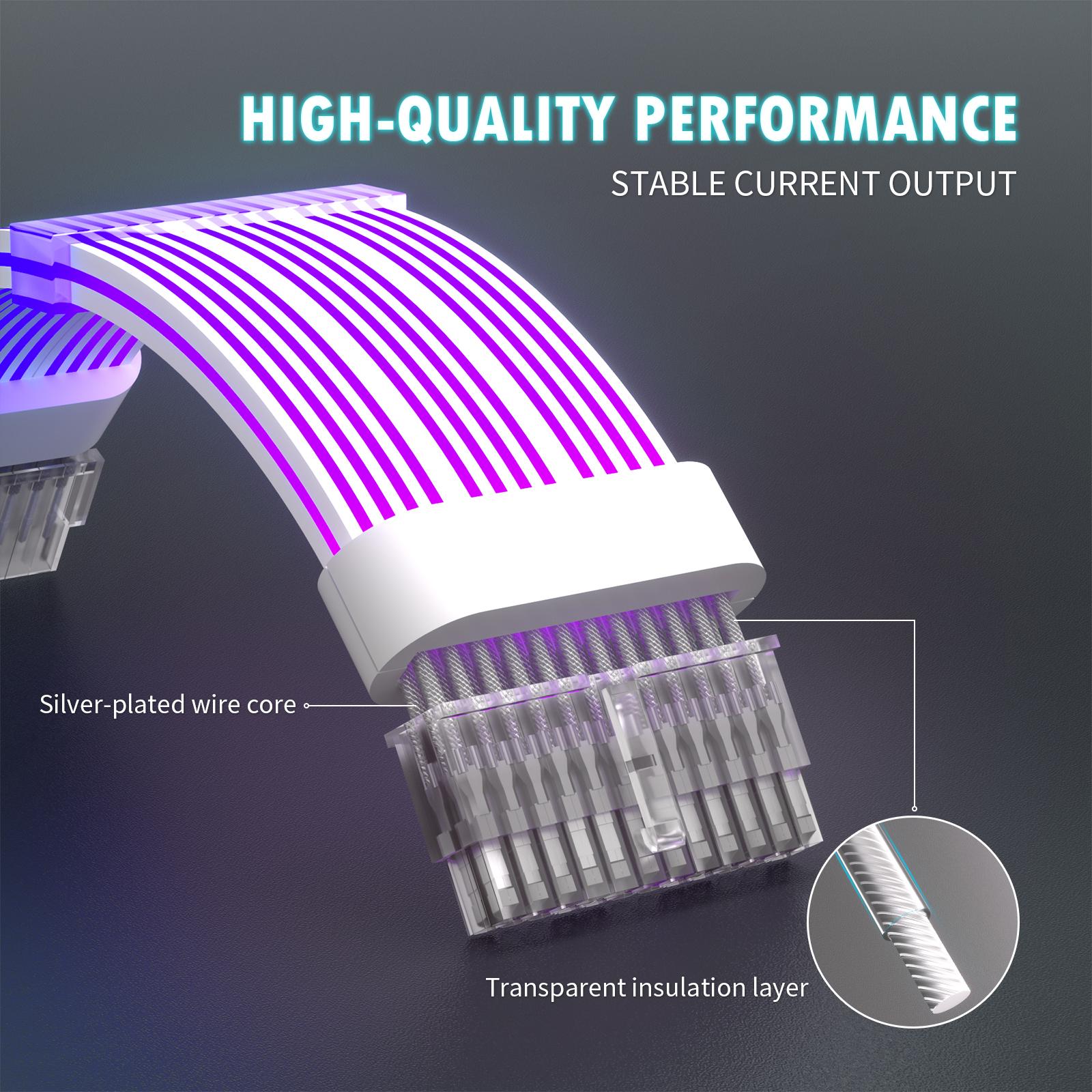 Câble d'extension ARGB 24 broches WJCOOLMAN 3 broches 5 V, silicone/TPE (flexible), cuivre 18 AWG – Image 3