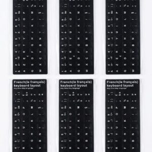 Lot de 6 Autocollants Clavier AZERTY Français – Noir