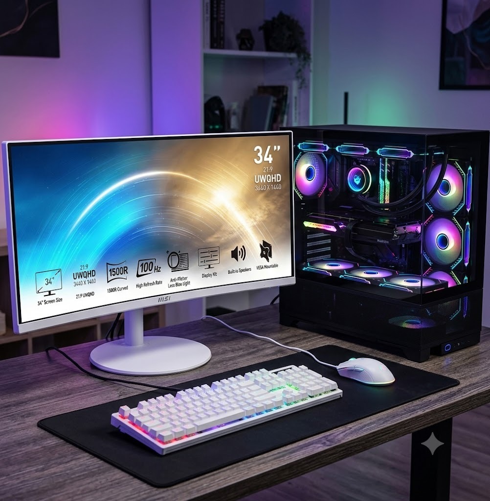 Gamer core i9-14900K / RTX 5060Ti – 16 Giga / 64 Giga DDR5 + Ecran MSI 34″ LED