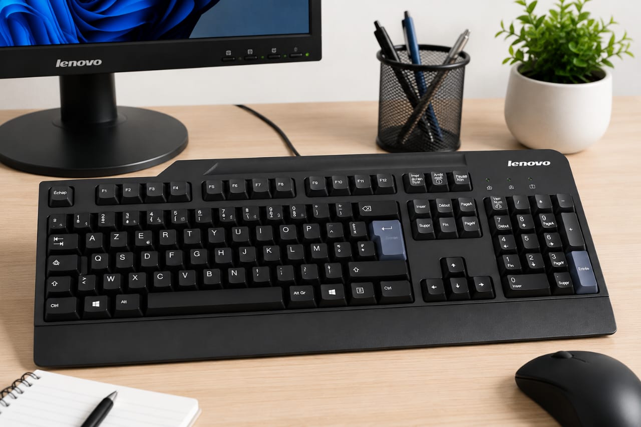Clavier Filiaire USB Lenovo AZERTY avec pavé numérique – Image 2