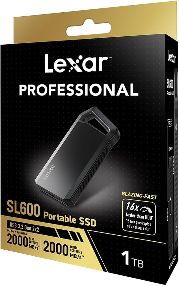 Disque Lexar SL600 SSD 1TB Externe Professionnel, USB-C 3.2 Gen 2x2, jusqu'à 2 000 Mo/s – Image 2