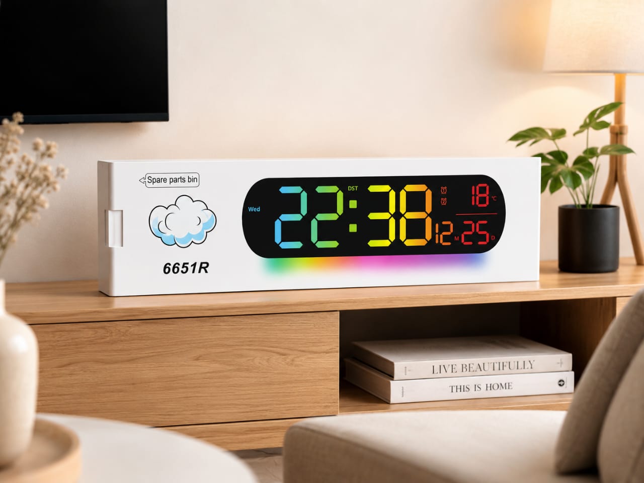 Horloge murale numérique LED RGB 6651R – Image 3