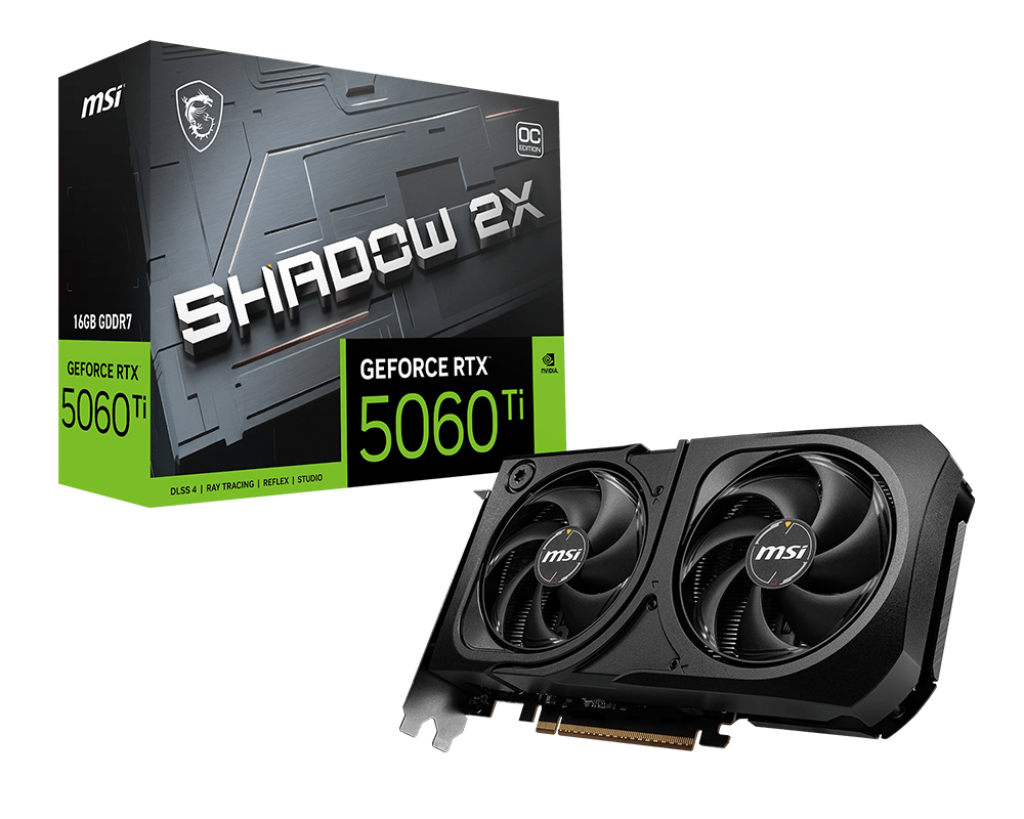 Carte Graphique MSI GeForce RTX 5060 Ti SHADOW 2X OC – 16GB GDDR7