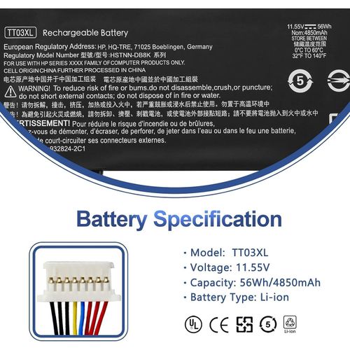 TT03XL Batterie Compatible EliteBook 850 G5 850 G6 ZBook 15U G5 HSTNN-DB8K – Image 2