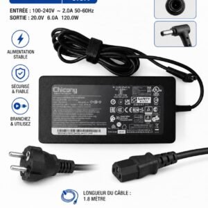 Chargeur Msi 120W 20V 6A - 4.5×3.0mm