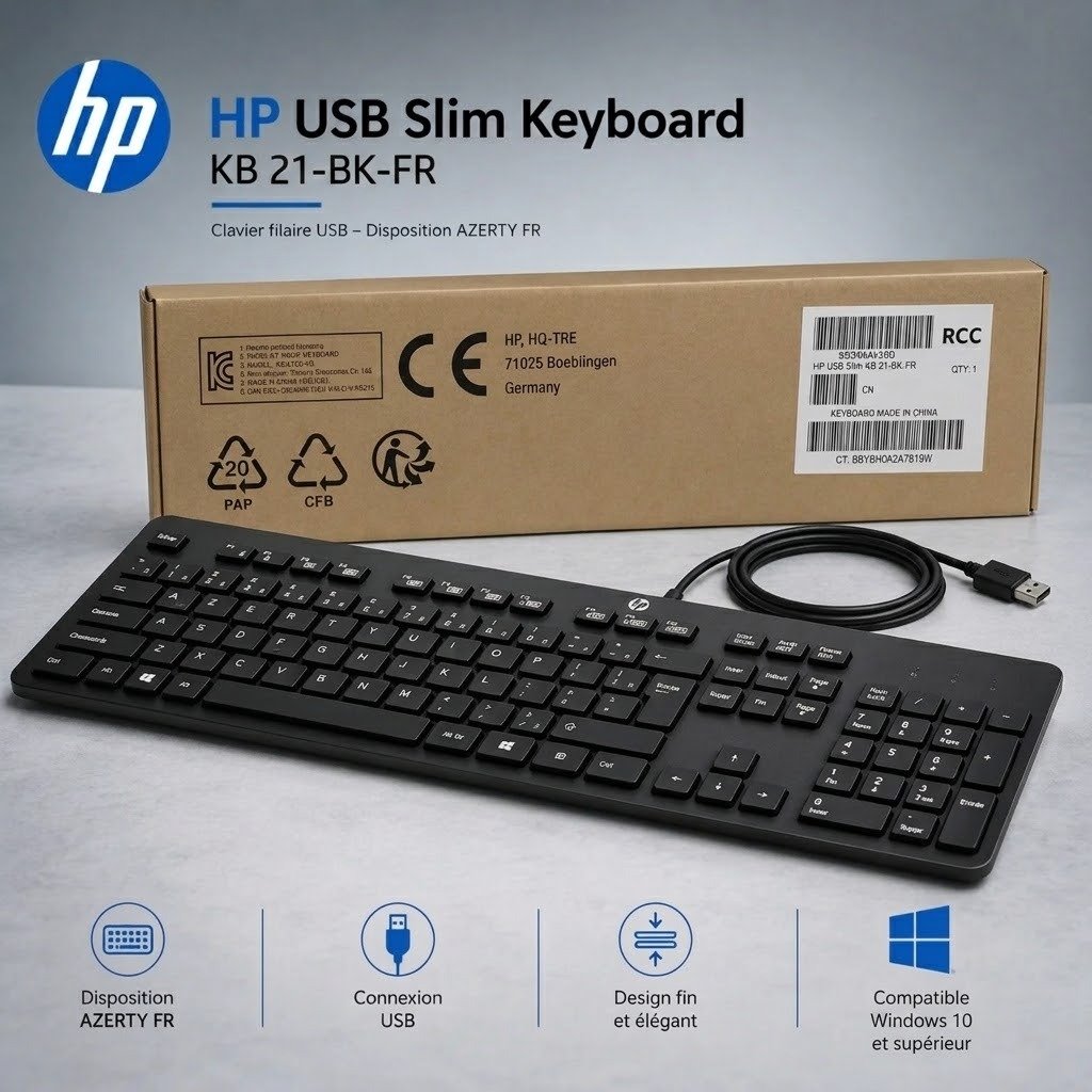 Clavier Filaire HP USB AZERTY  Keyboard BK-FR