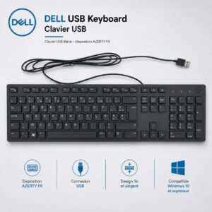 Clavier filaire USB AZERTY Dell KB216 Keyboard -