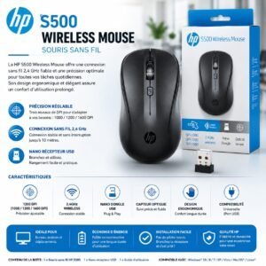 Souris sans fil HP S500, 2,4 GHz, 1200 DPI