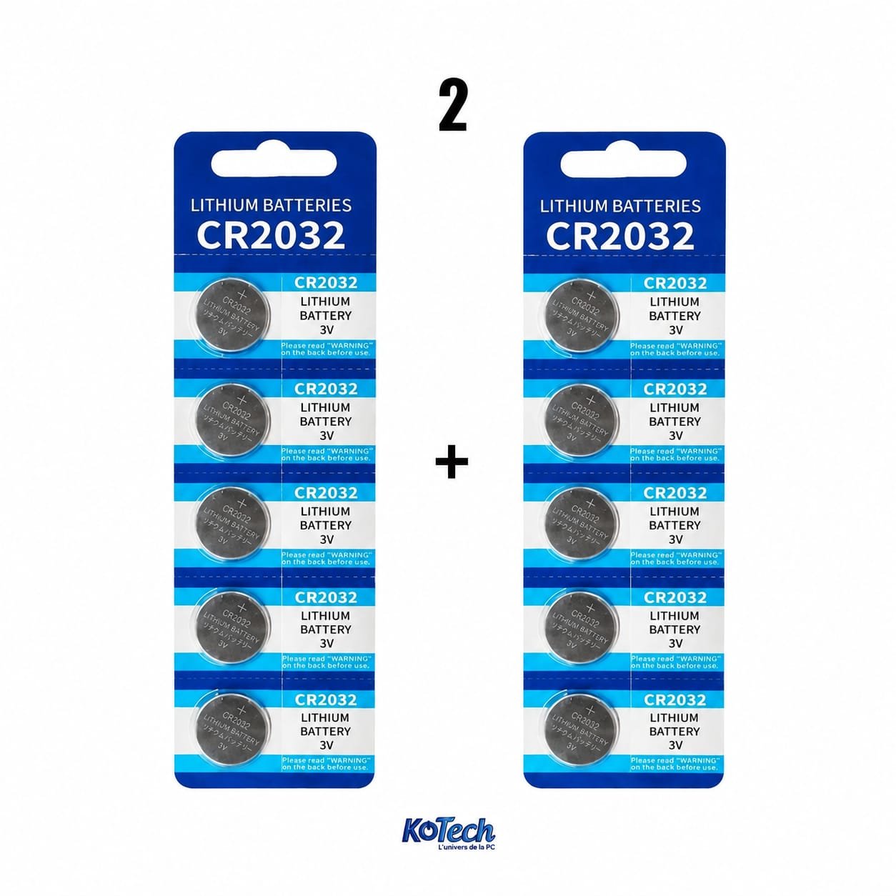 Pack de 2X Piles lithium CR2032 3V pour BIOS/CMOS