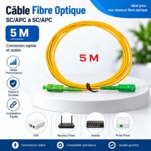 Câble Fibre Optique 5M SC/APC vers SC/APC