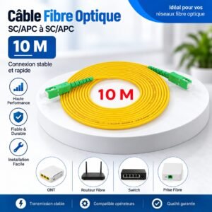 Câble Fibre Optique 10M SC/APC vers SC/APC